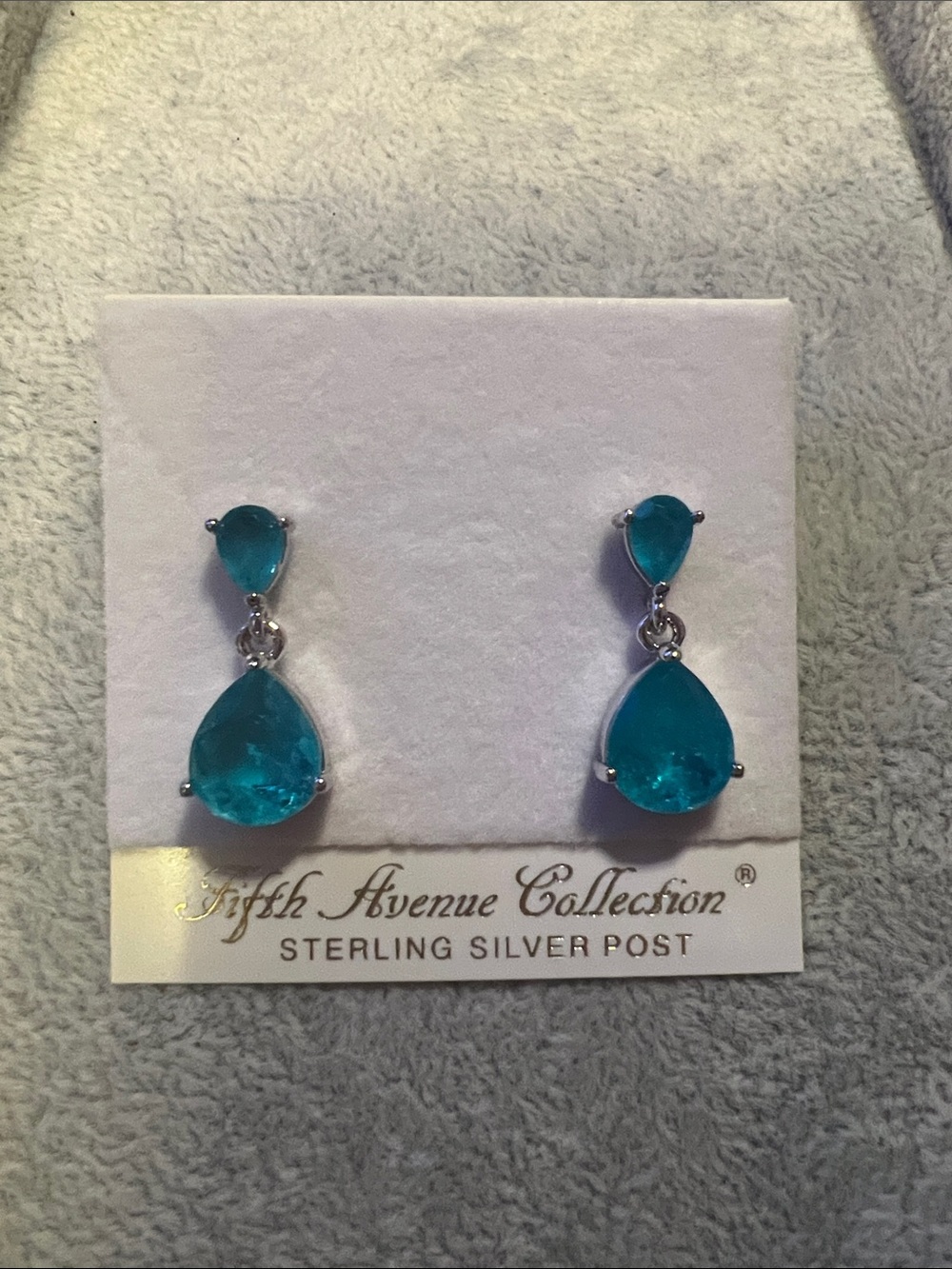 Fifth Avenue Collection Teal Teardrop Silver Earrings
